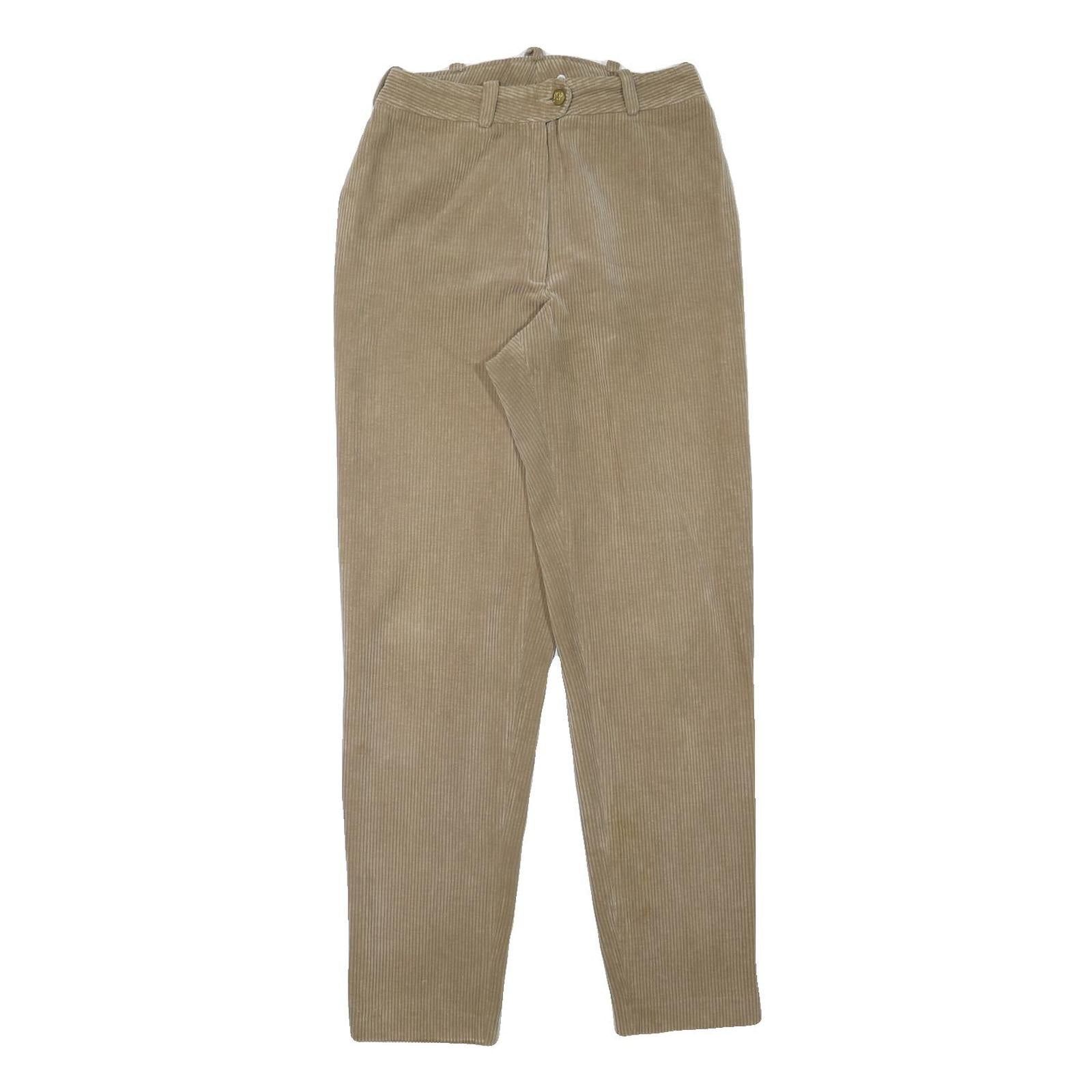 IRIL Womens Slim Beige Cotton Blend Slim Tapered Trousers W27 L31