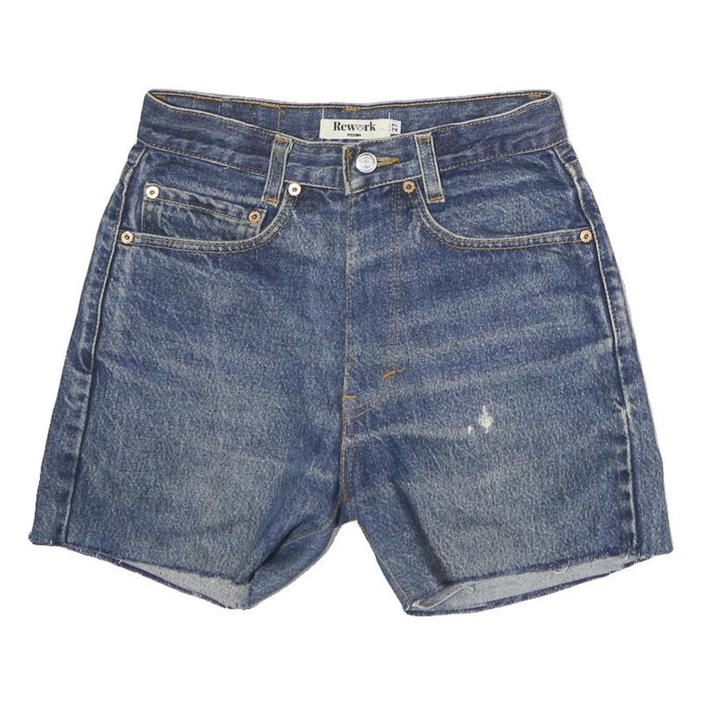 REWORK Womens Denim Blue Shorts M W27 Casual Cotton Classic Fit Distressed