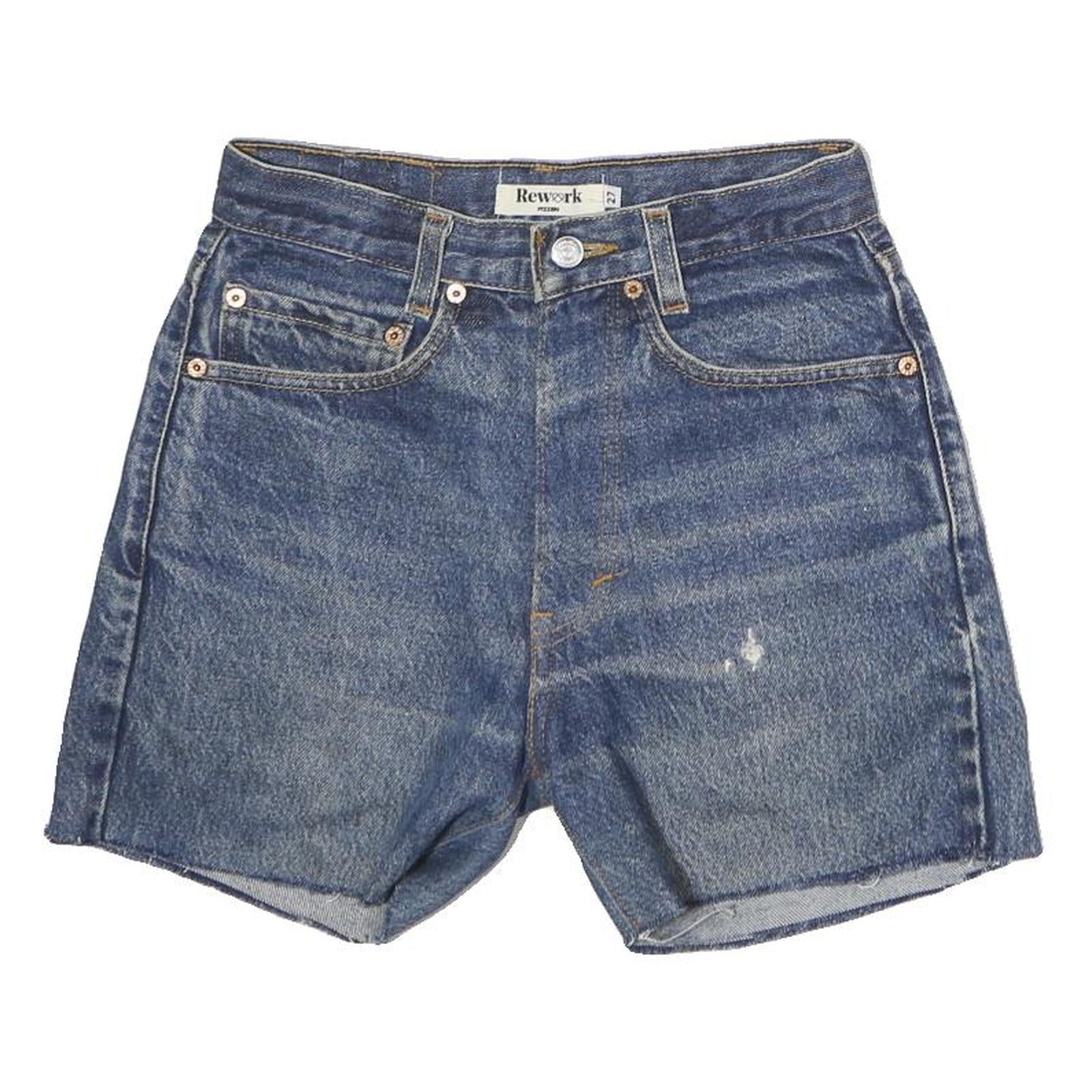 REWORK Womens Denim Blue Shorts M W27 Casual Cotton Classic Fit Distressed