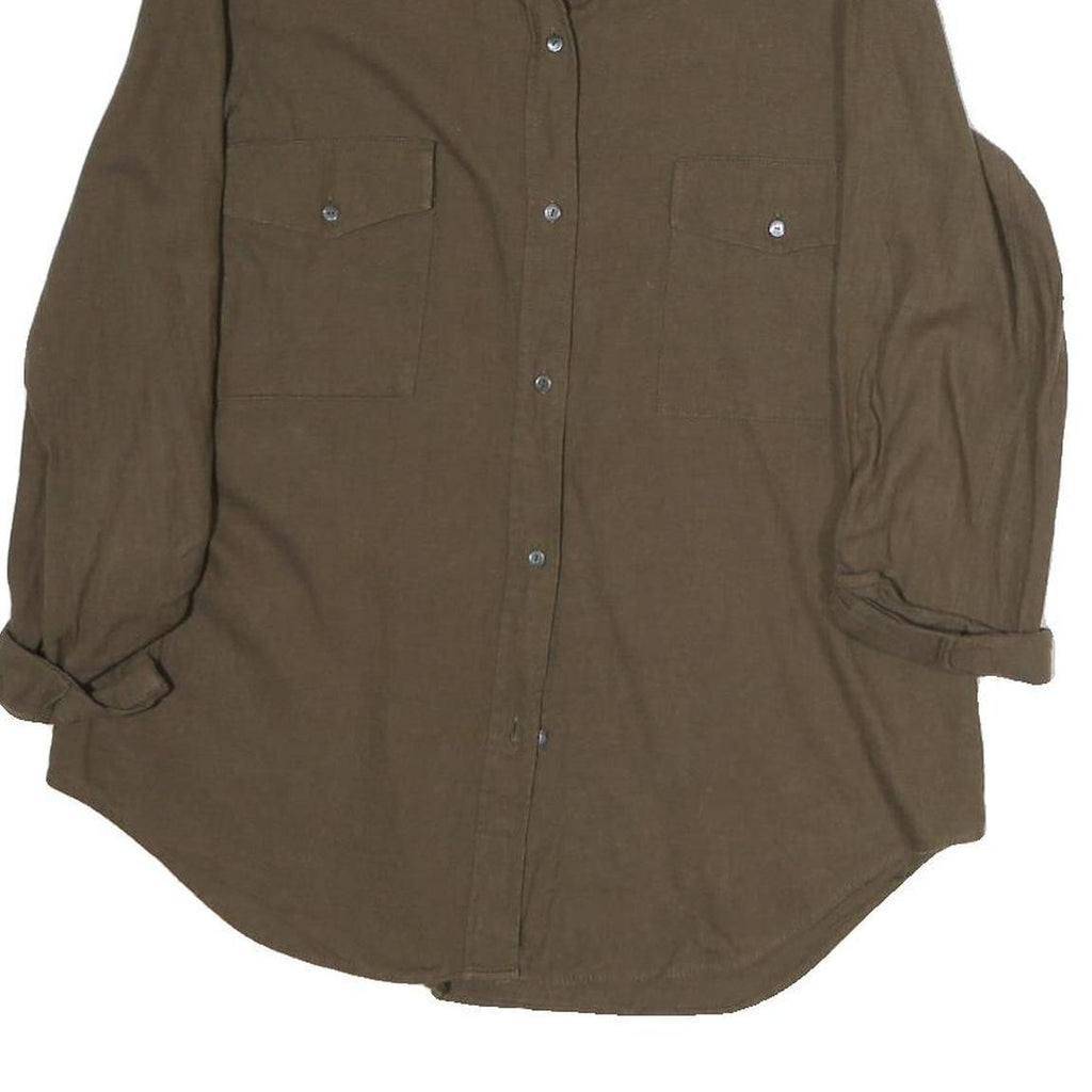 ZARA WOMEN Womens Brown Plain Shirt S Casual Lightweight Button Up