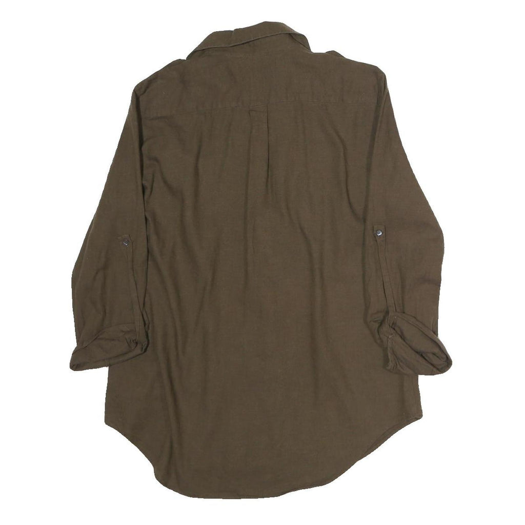 ZARA WOMEN Womens Brown Plain Shirt S Casual Lightweight Button Up