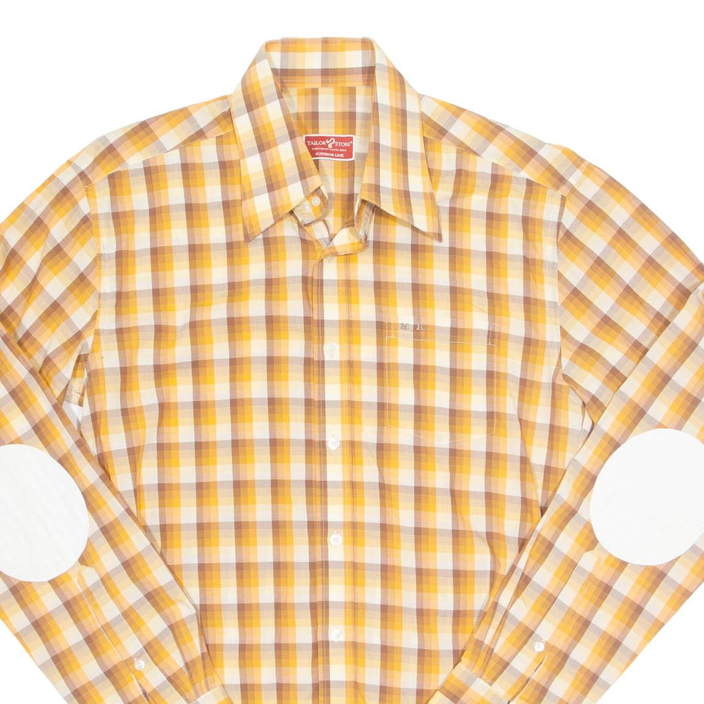 TAILOR STORES Mens Shirt Orange Check Long Sleeve L