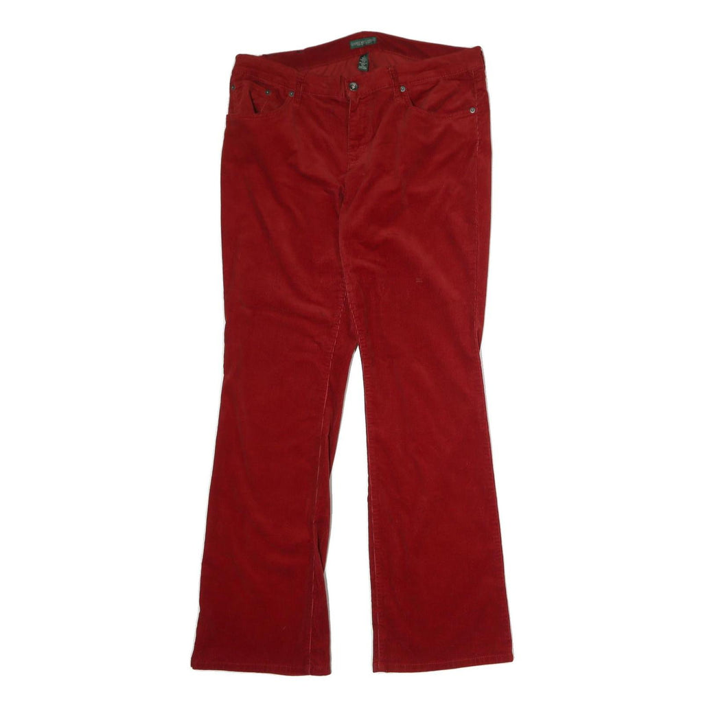 LAUREN RALPH LAUREN Womens Red Cotton Blend Regular Fit Straight Leg Trousers