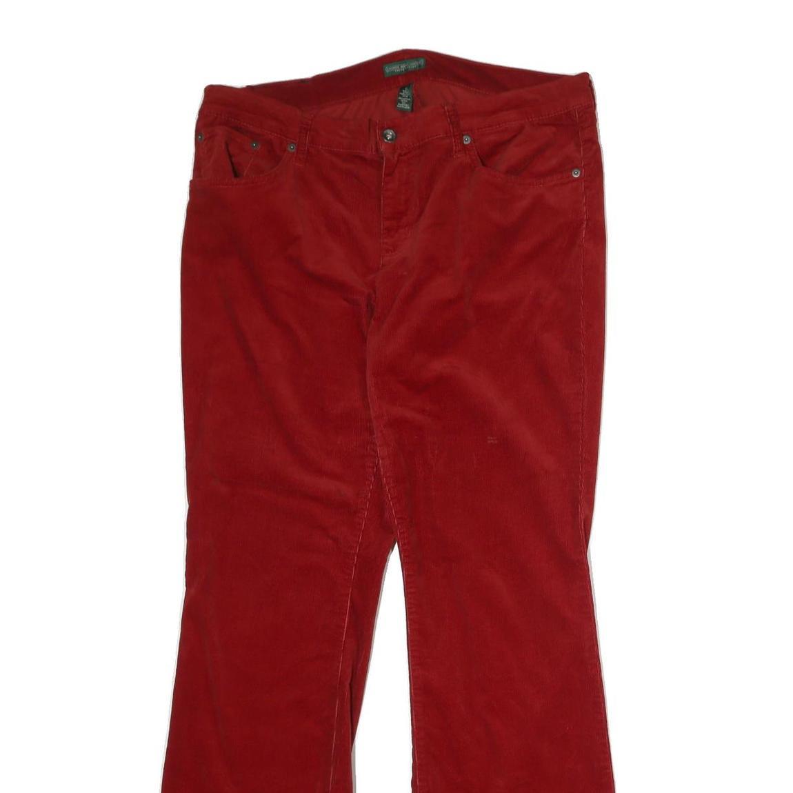 LAUREN RALPH LAUREN Womens Red Cotton Blend Regular Fit Straight Leg Trousers