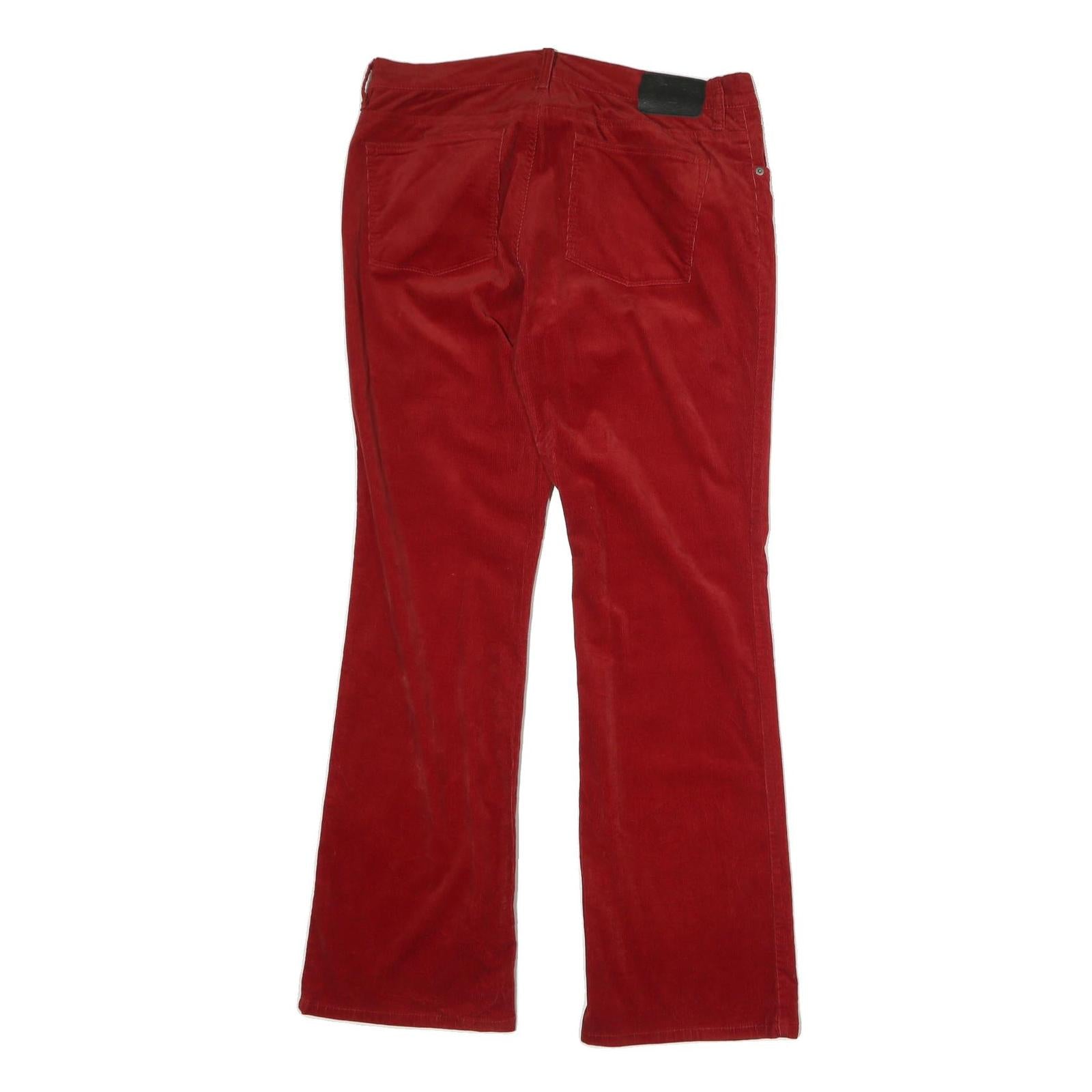 LAUREN RALPH LAUREN Womens Red Cotton Blend Regular Fit Straight Leg Trousers