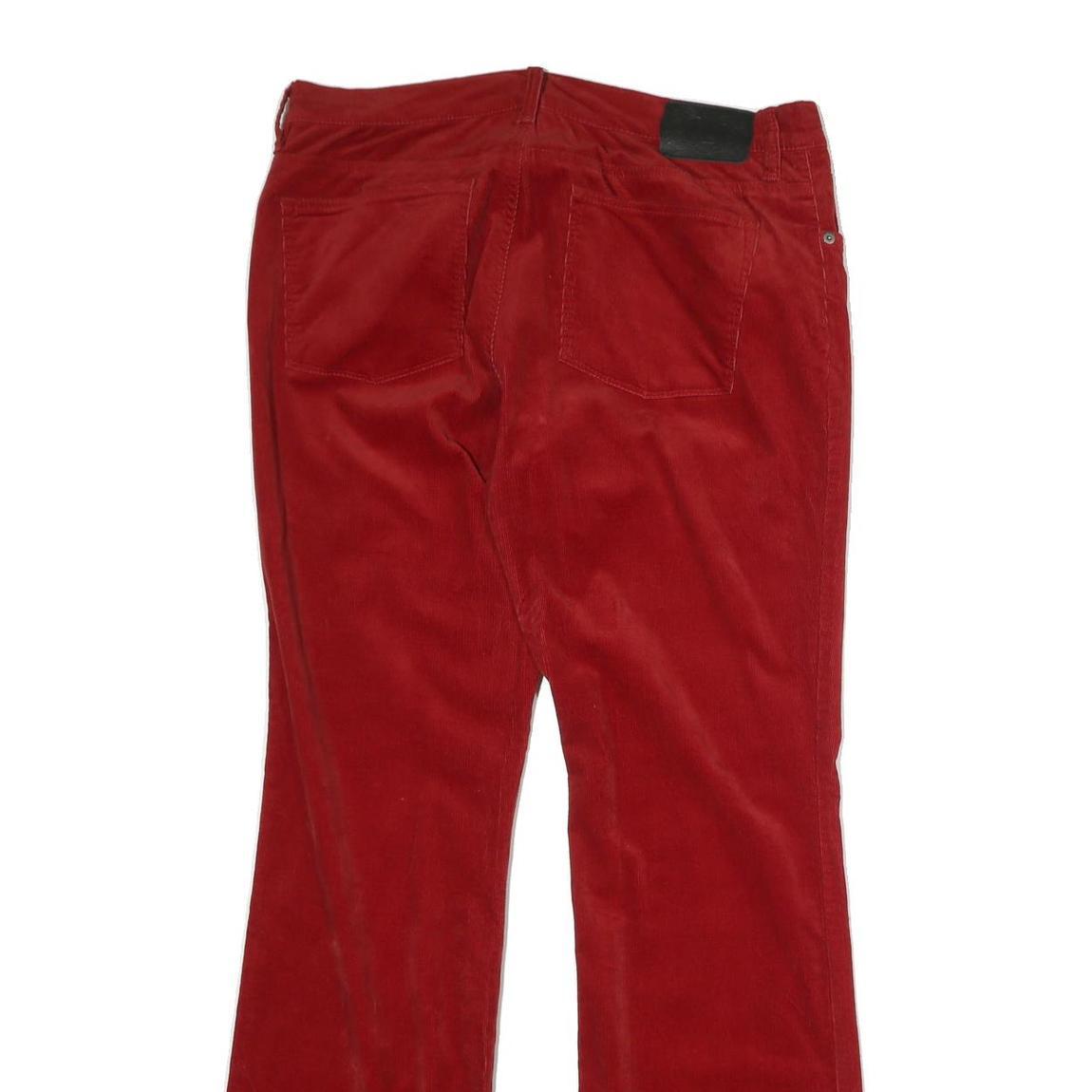 LAUREN RALPH LAUREN Womens Red Cotton Blend Regular Fit Straight Leg Trousers