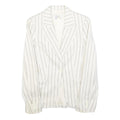 ZARA Womens White & Grey Striped Tailored Button Cotton Blend Blazer Jacket S