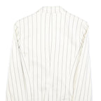 ZARA Womens White & Grey Striped Tailored Button Cotton Blend Blazer Jacket S