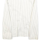 ZARA Womens White & Grey Striped Tailored Button Cotton Blend Blazer Jacket S