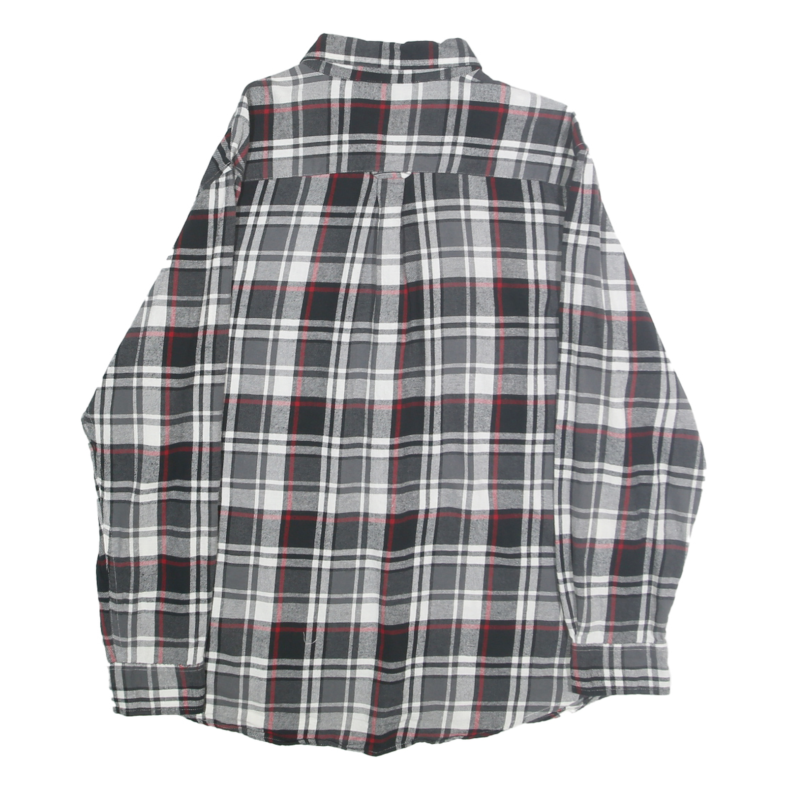 CHAPS Mens Black & Grey Check Flannel Shirt L Button-Down Casual Cotton