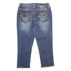VIGOSS Womens Regular Blue Denim Cotton Blend Jeans W28 L21 Embellished Pockets