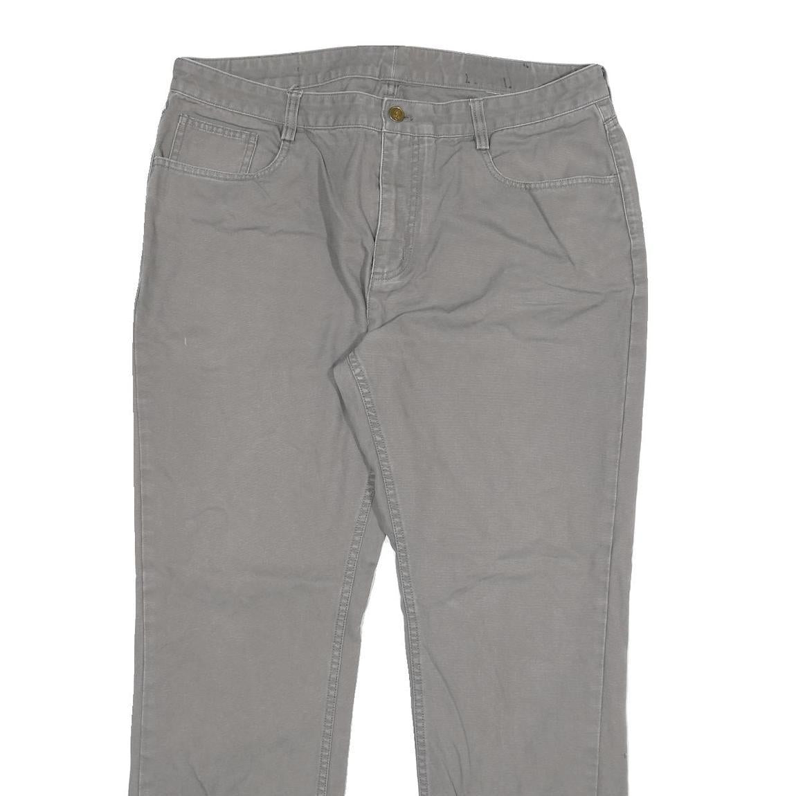 DICKIES Mens Cotton Blend Grey Regular Straight Trousers W36 L30 Casual Workwear