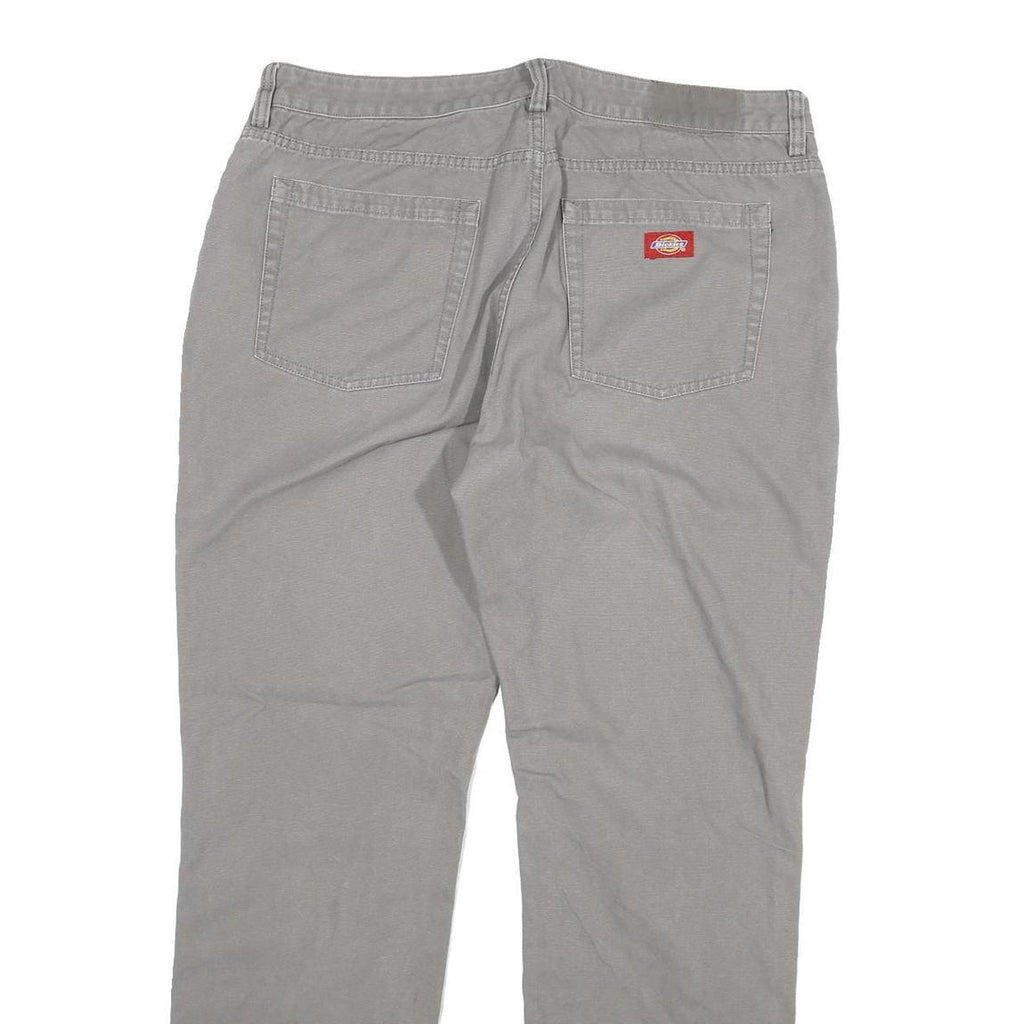 DICKIES Mens Cotton Blend Grey Regular Straight Trousers W36 L30 Casual Workwear
