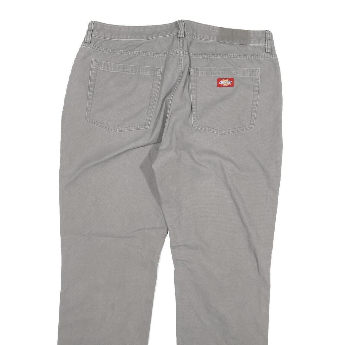 DICKIES Mens Cotton Blend Grey Regular Straight Trousers W36 L30 Casual Workwear