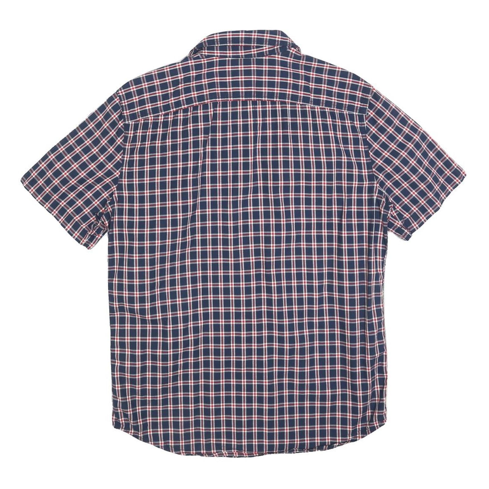 LEVI'S Mens Blue Check Shirt M Casual Cotton Short Sleeve Button Fasten