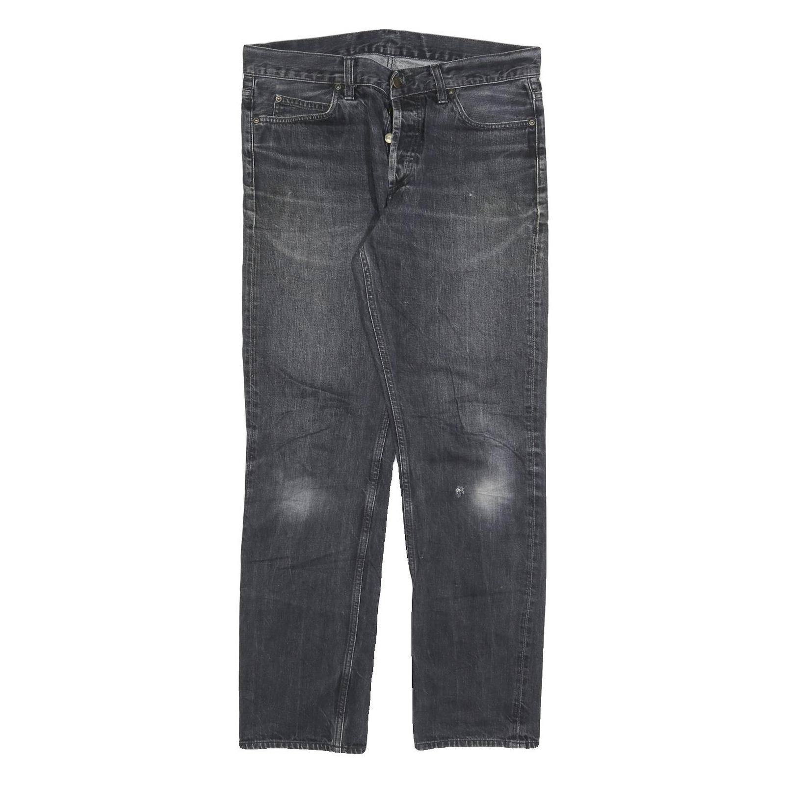 CARHARTT Mens Black Regular Fit Straight Leg Denim Cotton Blend Medium W32 L30