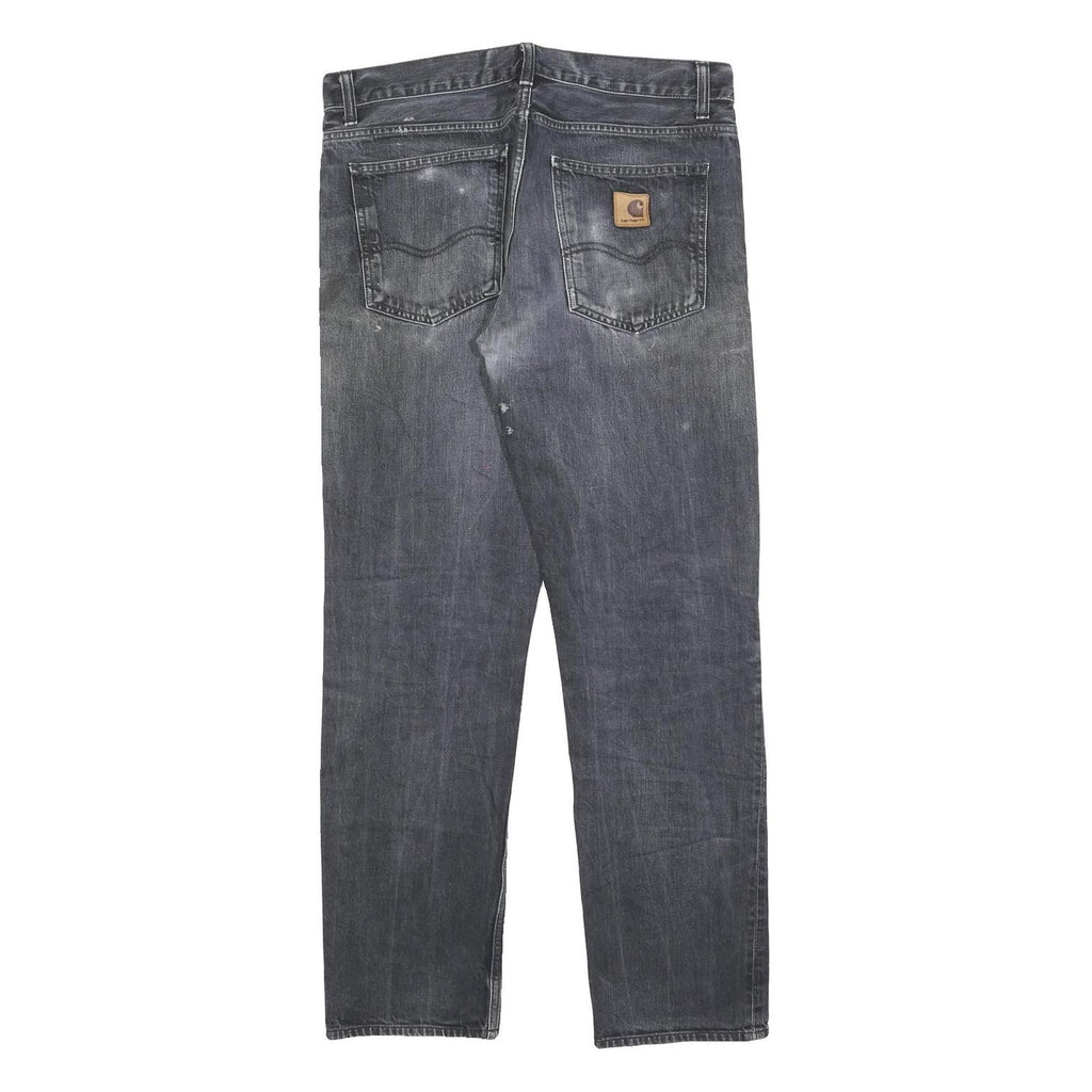 CARHARTT Mens Black Regular Fit Straight Leg Denim Cotton Blend Medium W32 L30