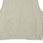 HUNTER SPORT Mens Beige Cotton Blend Utility Vest L Multi Pocket Zip Casual