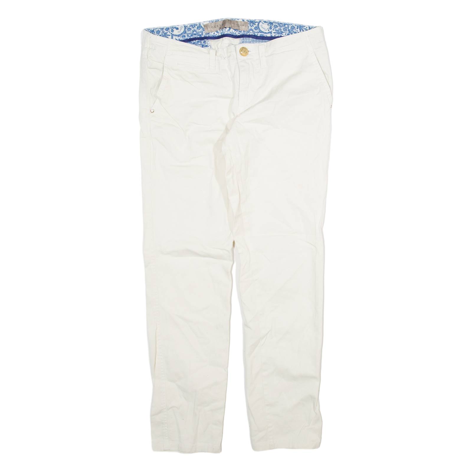 GUESS Womens Trousers White Slim Straight W28 L28