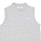 REEBOK Womens Grey Sleeveless Plain S Cotton Blend Basic Polo Shirt Sporty