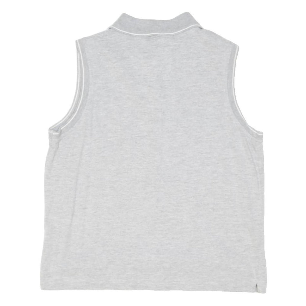REEBOK Womens Grey Sleeveless Plain S Cotton Blend Basic Polo Shirt Sporty
