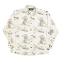 RED HEAD Mens White Beige Hunting Print Shirt L Cotton Blend Long Sleeve Casual
