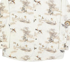 RED HEAD Mens White Beige Hunting Print Shirt L Cotton Blend Long Sleeve Casual