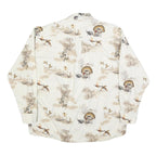 RED HEAD Mens White Beige Hunting Print Shirt L Cotton Blend Long Sleeve Casual