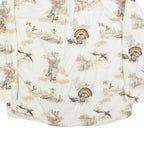RED HEAD Mens White Beige Hunting Print Shirt L Cotton Blend Long Sleeve Casual