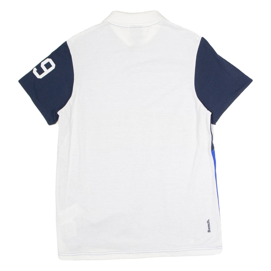 BENCH Mens Polo Shirt Blue Colourblock L