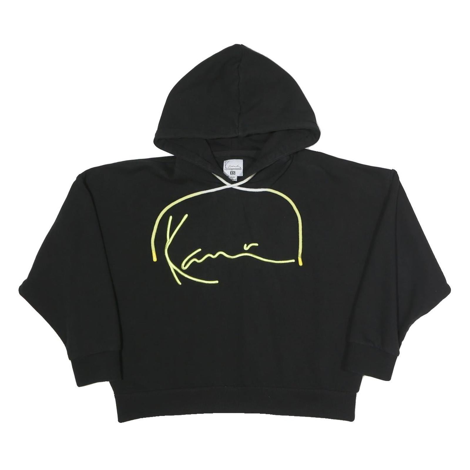 KARL KANI Womens Black Hoodie XS Cotton Blend Pullover Signature Print