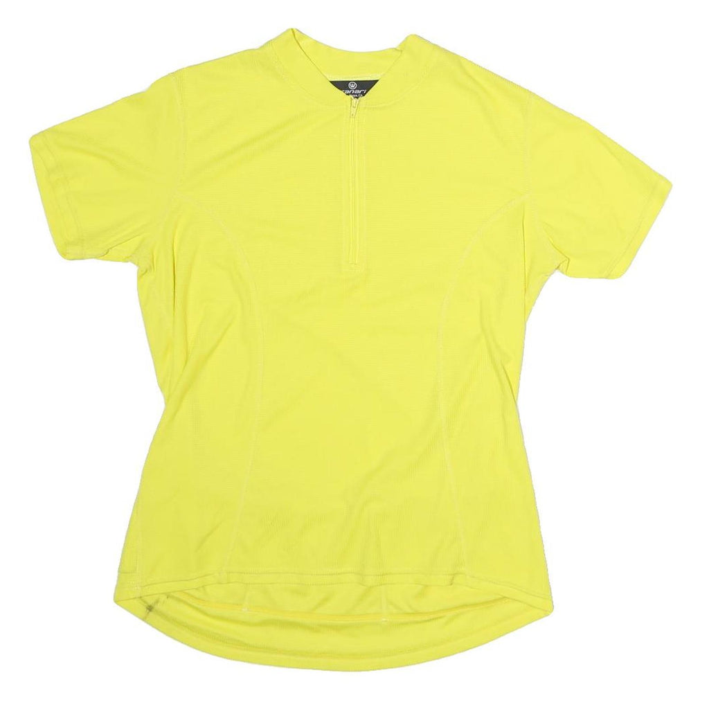 CANARI Mens Yellow L T-Shirt Short Sleeve 1/4 Zip Polyester Sports Cycling Top