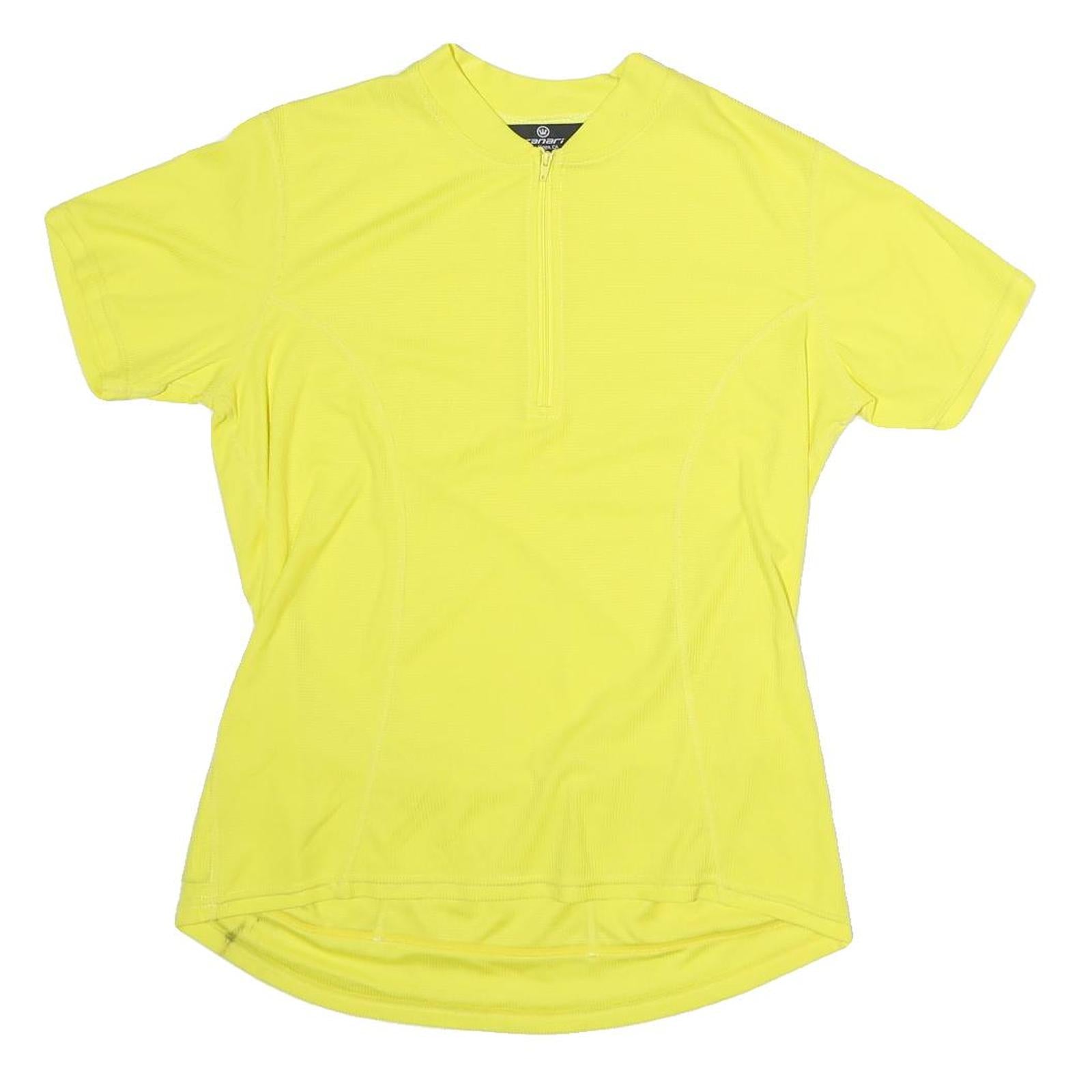 CANARI Mens Yellow L T-Shirt Short Sleeve 1/4 Zip Polyester Sports Cycling Top