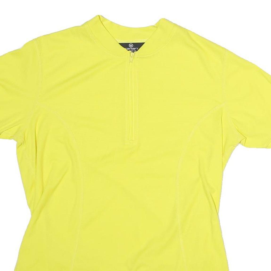 CANARI Mens Yellow L T-Shirt Short Sleeve 1/4 Zip Polyester Sports Cycling Top