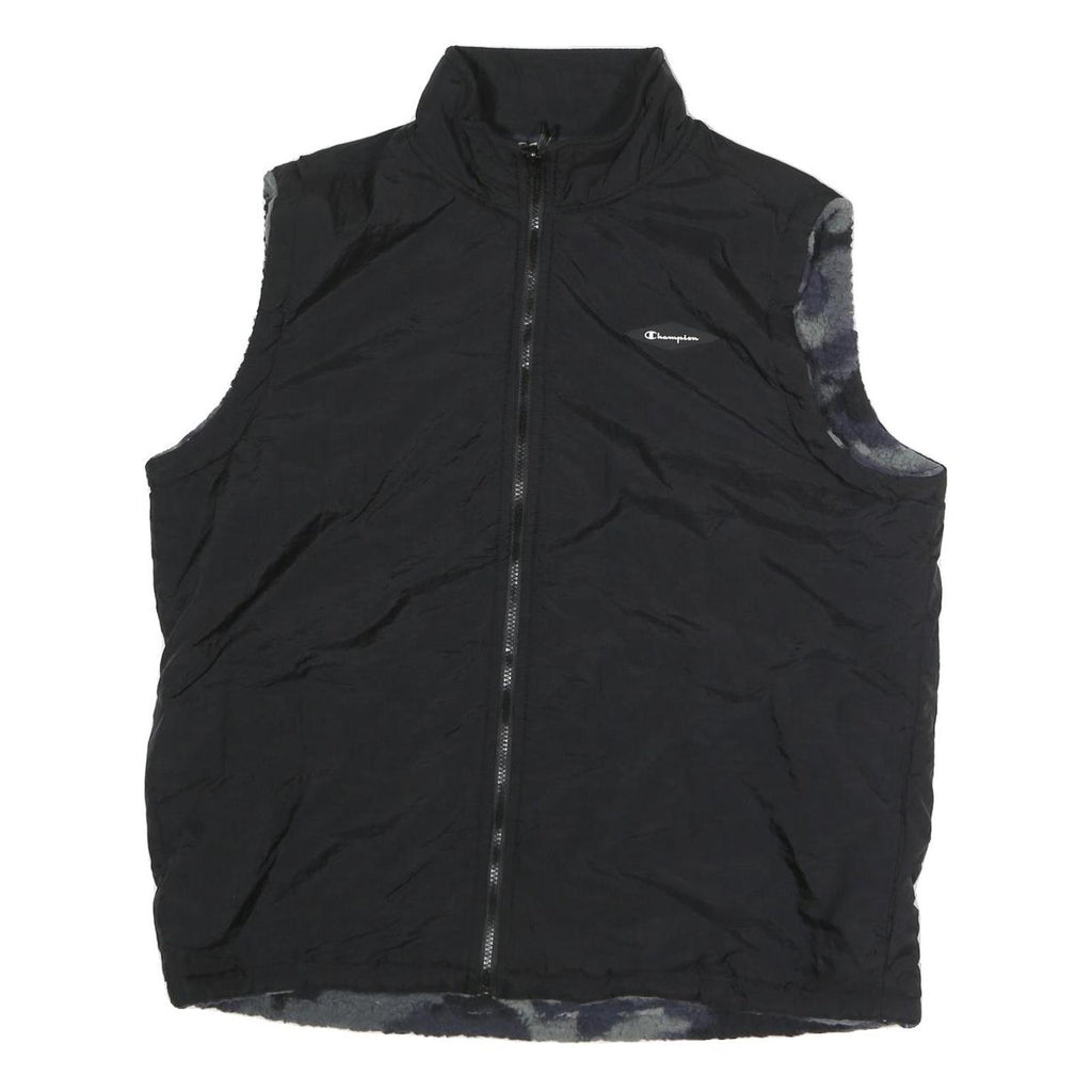 CHAMPION Mens Black Reversible Zip Jacket XL Polyester Plain Lightweight