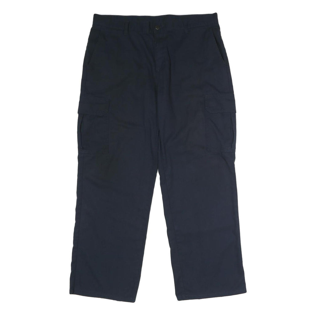 DICKIES Mens Polyester Blend Navy Regular Straight Trousers W36 L30 Workwear Zip