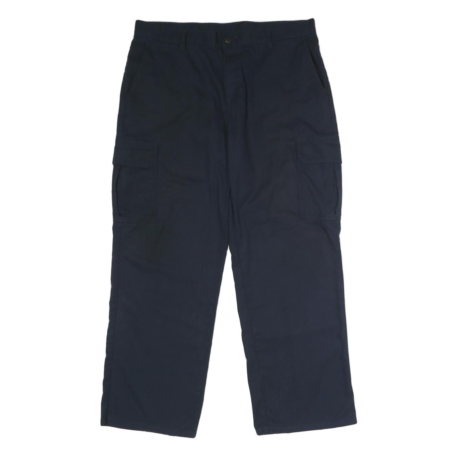 DICKIES Mens Polyester Blend Navy Regular Straight Trousers W36 L30 Workwear Zip