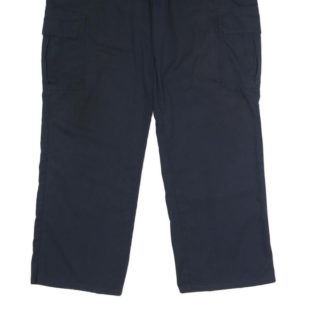 DICKIES Mens Polyester Blend Navy Regular Straight Trousers W36 L30 Workwear Zip