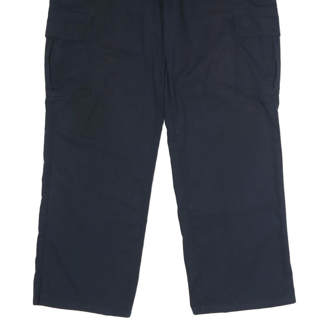 DICKIES Mens Polyester Blend Navy Regular Straight Trousers W36 L30 Workwear Zip