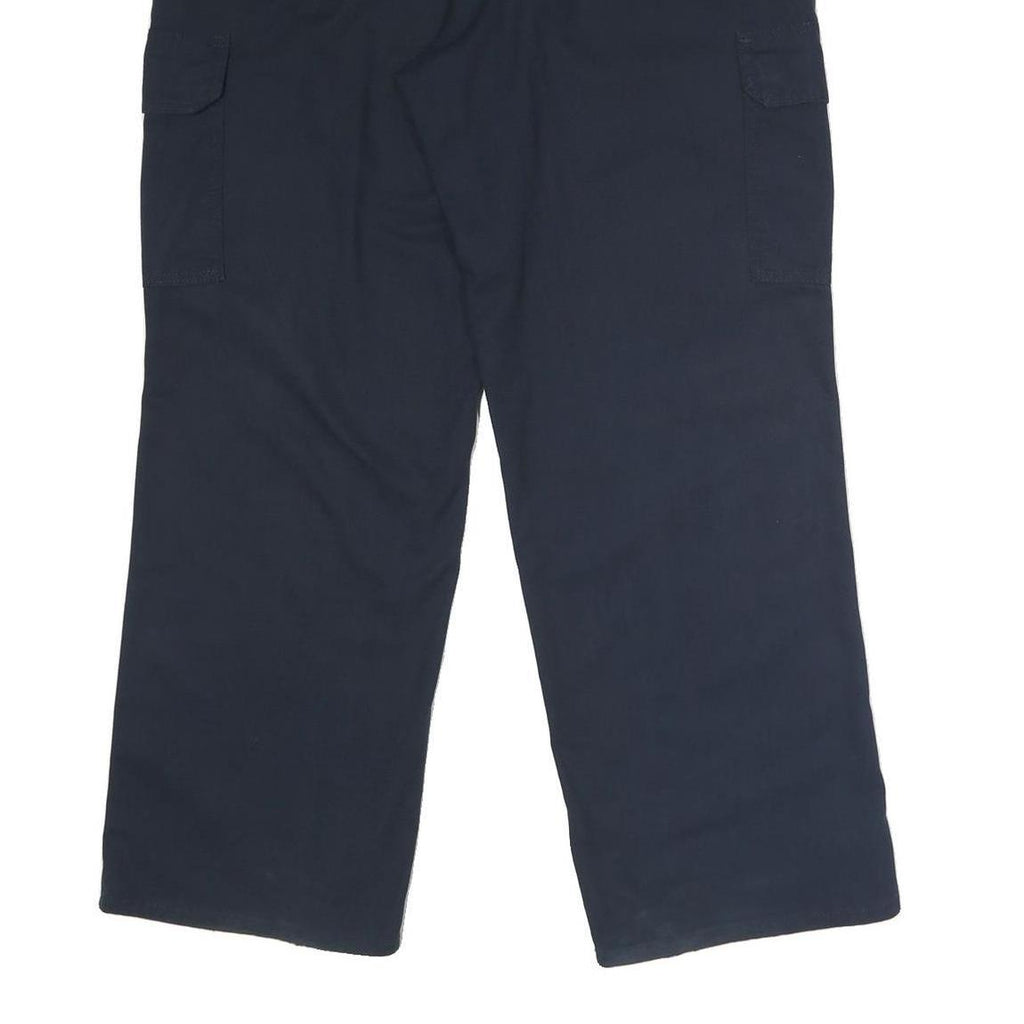 DICKIES Mens Polyester Blend Navy Regular Straight Trousers W36 L30 Workwear Zip