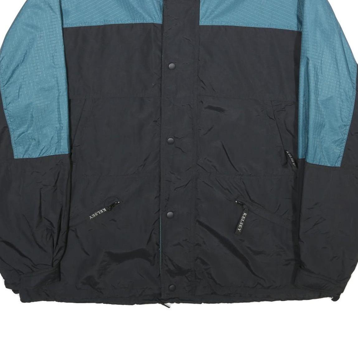 KELSEY TRAIL Mens Blue & Black Nylon Track Jacket XL Zip Pockets Lightweight