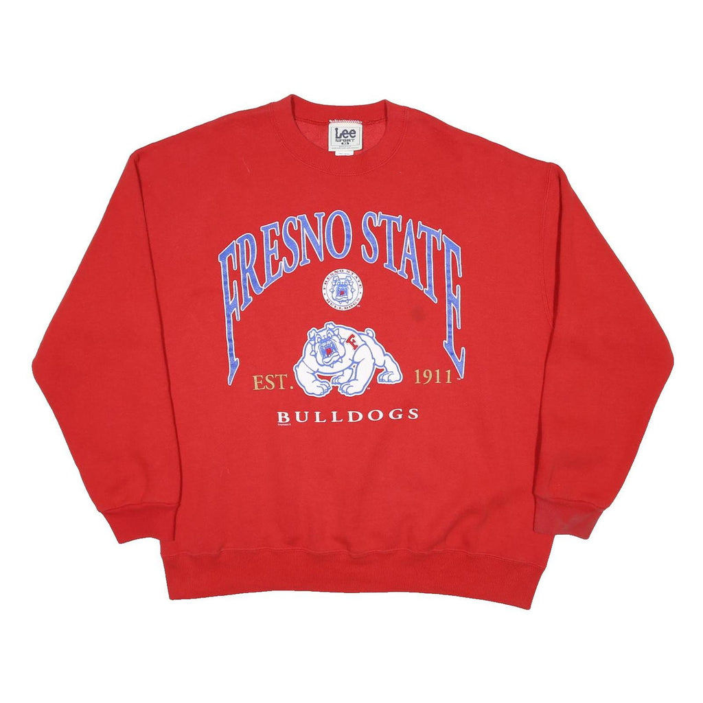 LEE Mens Red Fresno State Crew Neck XL Bulldogs Graphic Sweatshirt