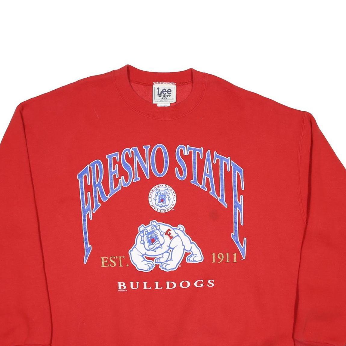 LEE Mens Red Fresno State Crew Neck XL Bulldogs Graphic Sweatshirt