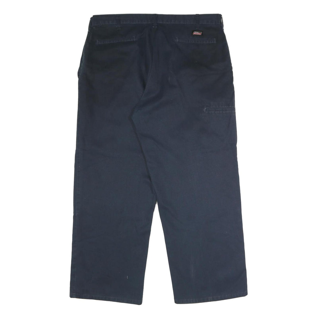DICKIES Mens Polyester Blend Navy Regular Straight Trousers W40 L30 Workwear