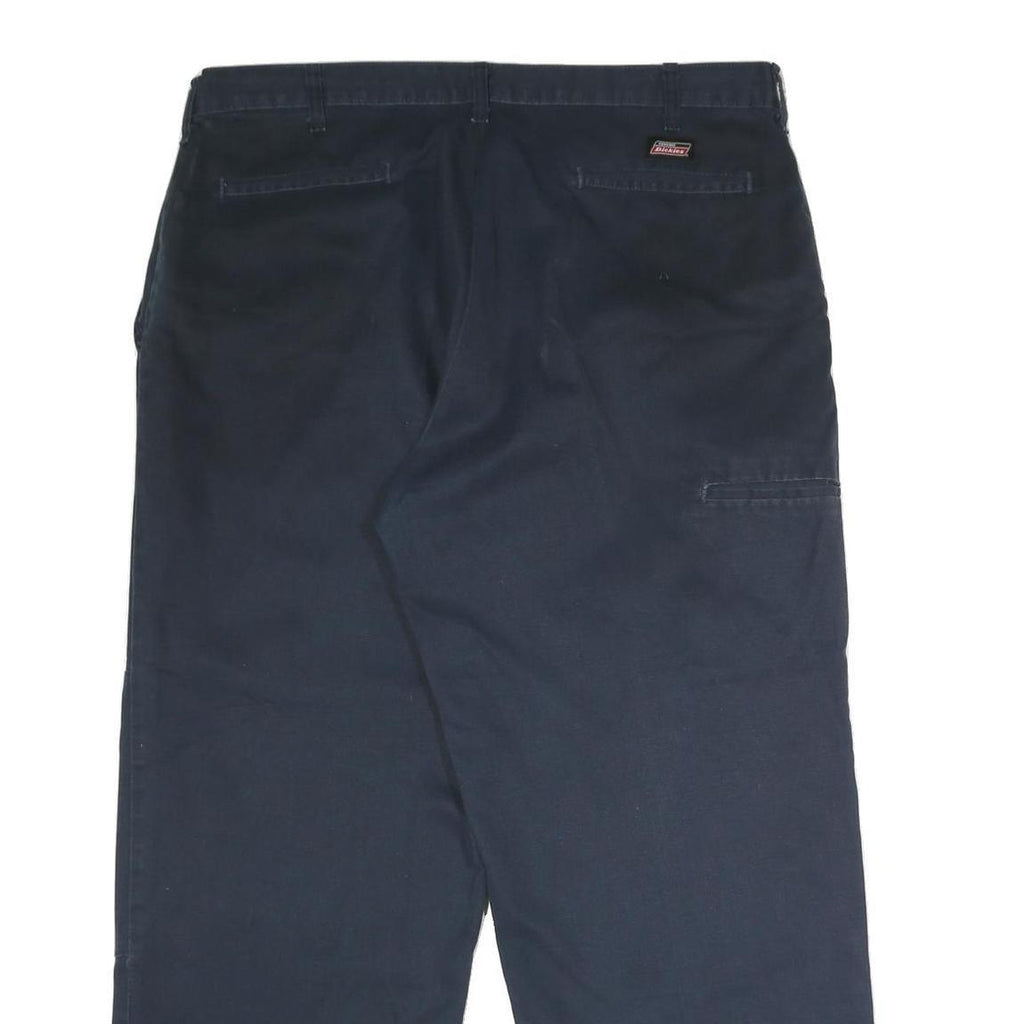 DICKIES Mens Polyester Blend Navy Regular Straight Trousers W40 L30 Workwear