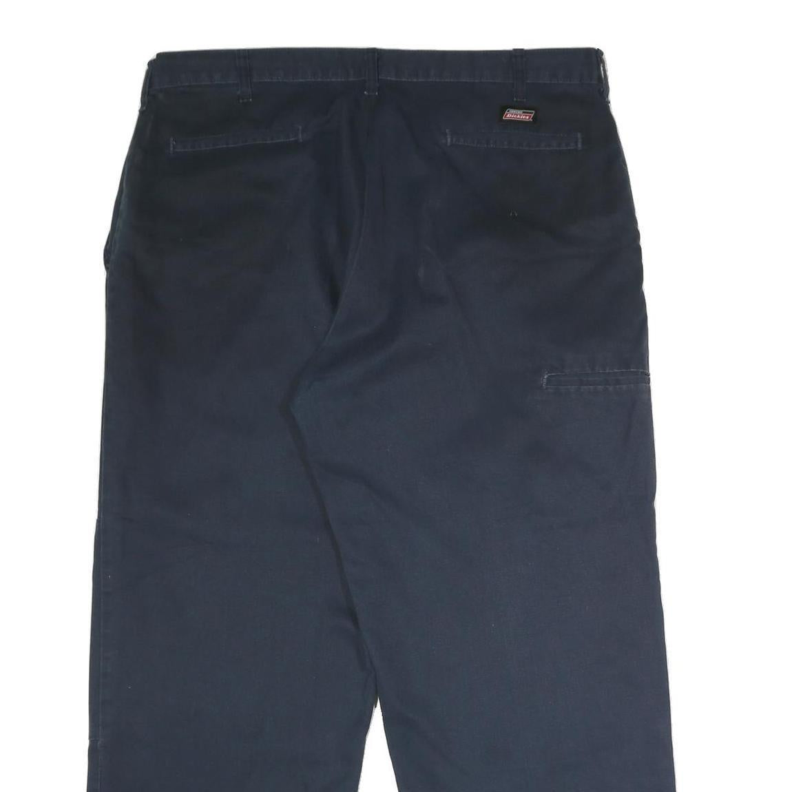 DICKIES Mens Polyester Blend Navy Regular Straight Trousers W40 L30 Workwear