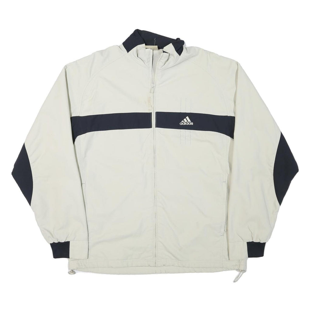 ADIDAS Mens White & Navy Colourblock Zip Jacket XL Polyester Blend Athletic