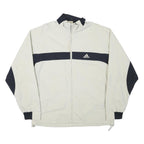 ADIDAS Mens White & Navy Colourblock Zip Jacket XL Polyester Blend Athletic