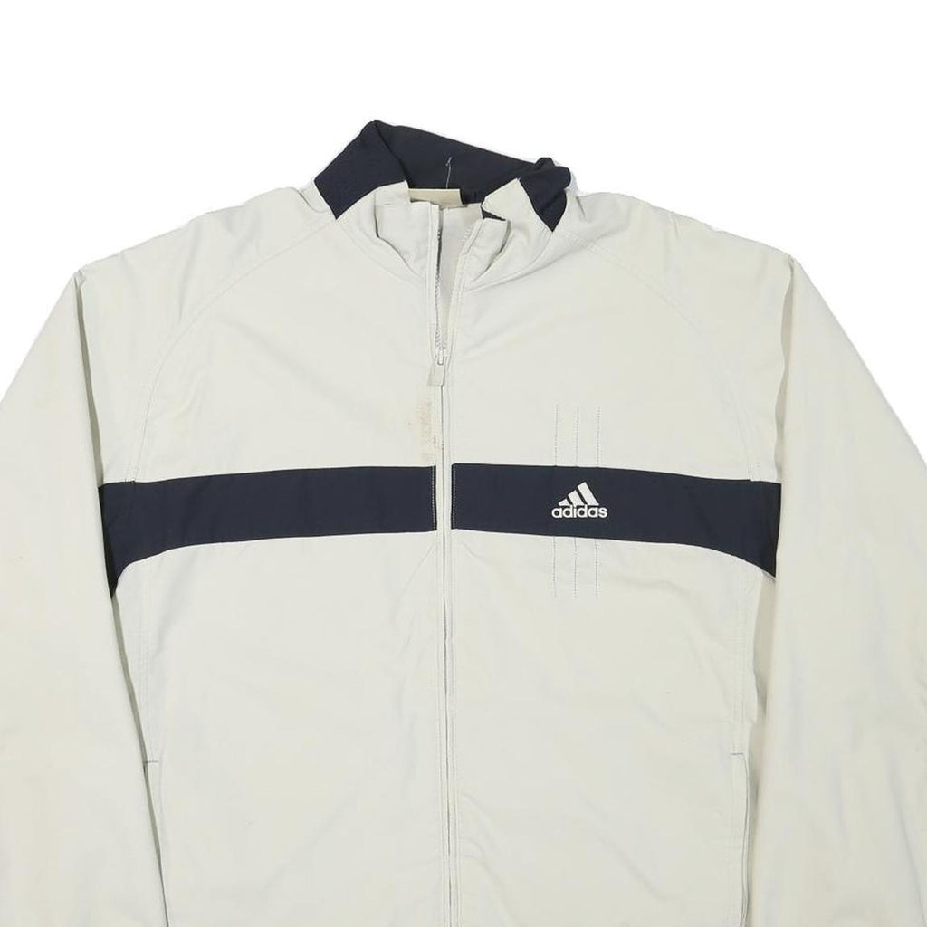 ADIDAS Mens White & Navy Colourblock Zip Jacket XL Polyester Blend Athletic