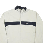ADIDAS Mens White & Navy Colourblock Zip Jacket XL Polyester Blend Athletic